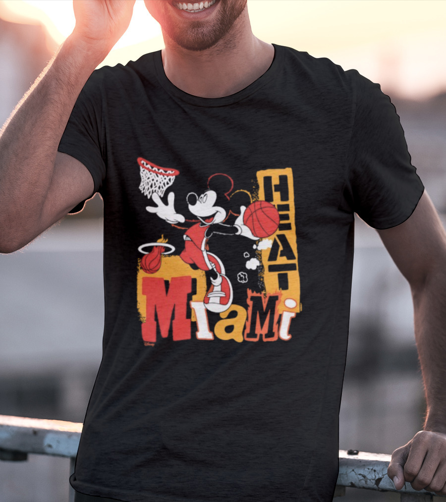 Mickey Mouse Miami Heat Basketball Collaboration T-Shirt