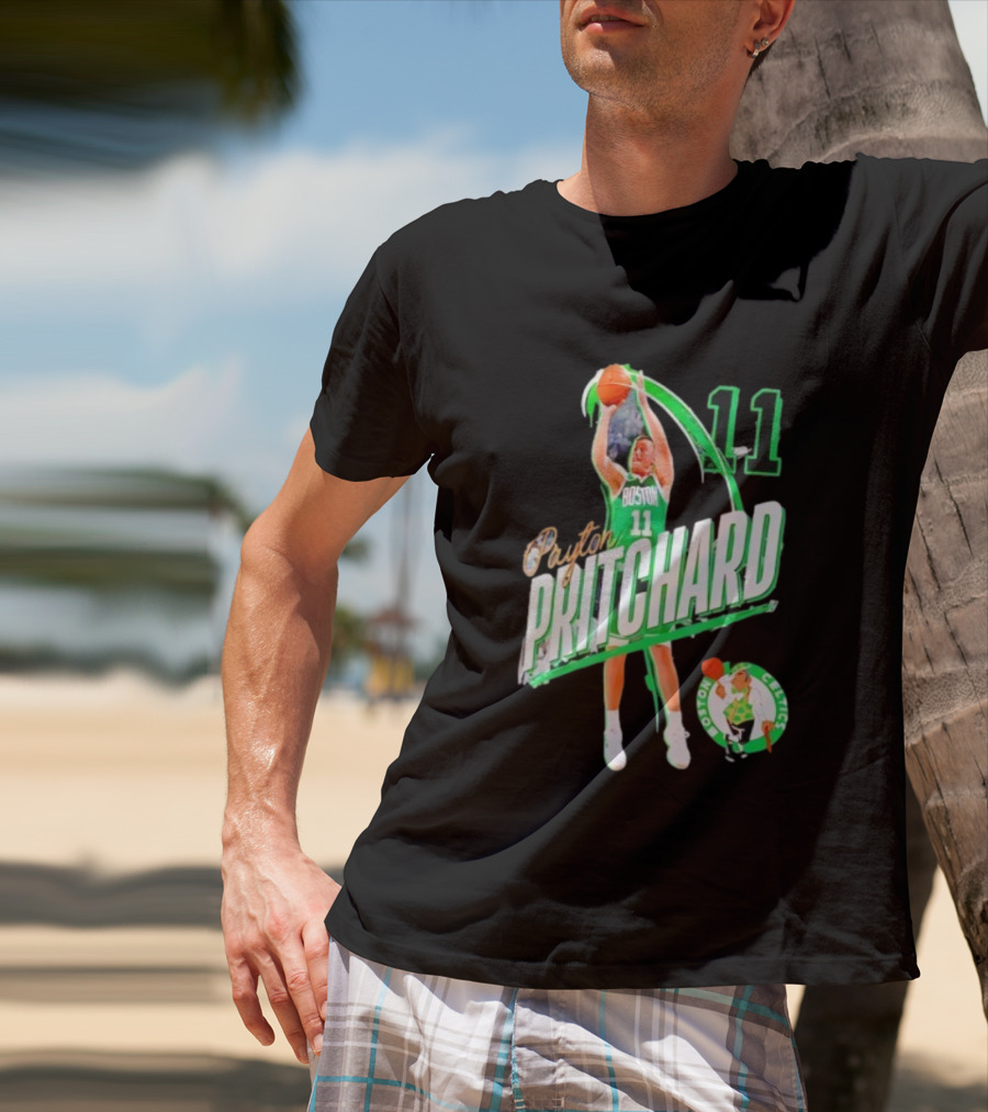 Boston Celtics Payton Pritchard 11 Basketball Player Action T-Shirt