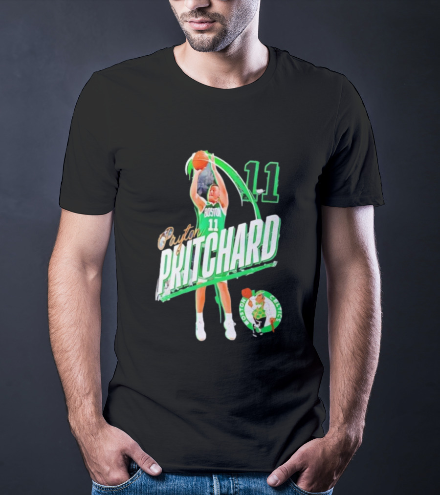 Boston Celtics Payton Pritchard 11 Basketball Player Action T-Shirt