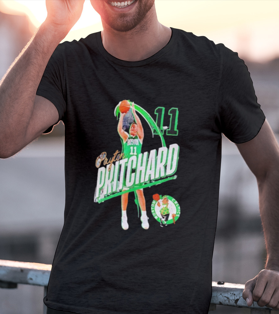 Boston Celtics Payton Pritchard 11 Basketball Player Action T-Shirt