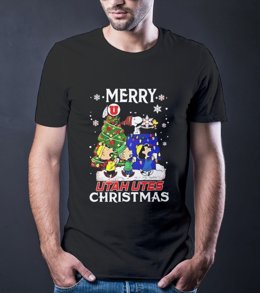 Merry Christmas Snoopy And Friends Utah Utes T-Shirt