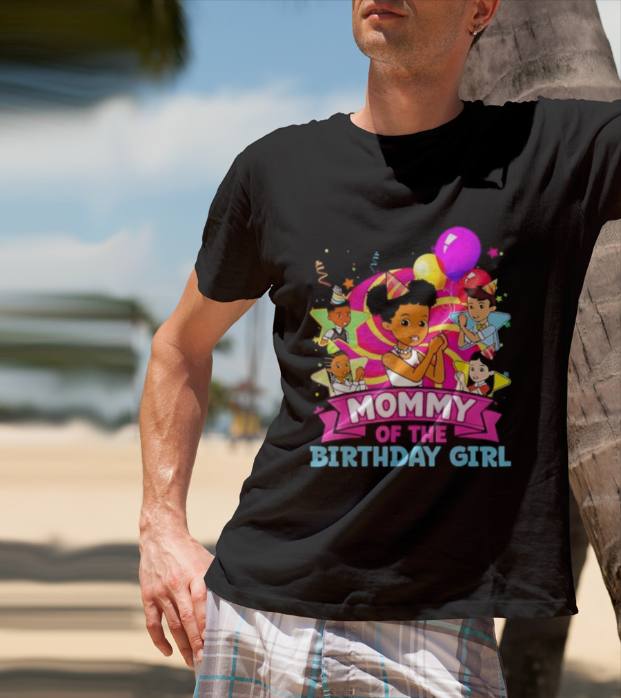 Mommy Of The Birthday Girl Pink Balloons Celebration Family Party T-Shirt