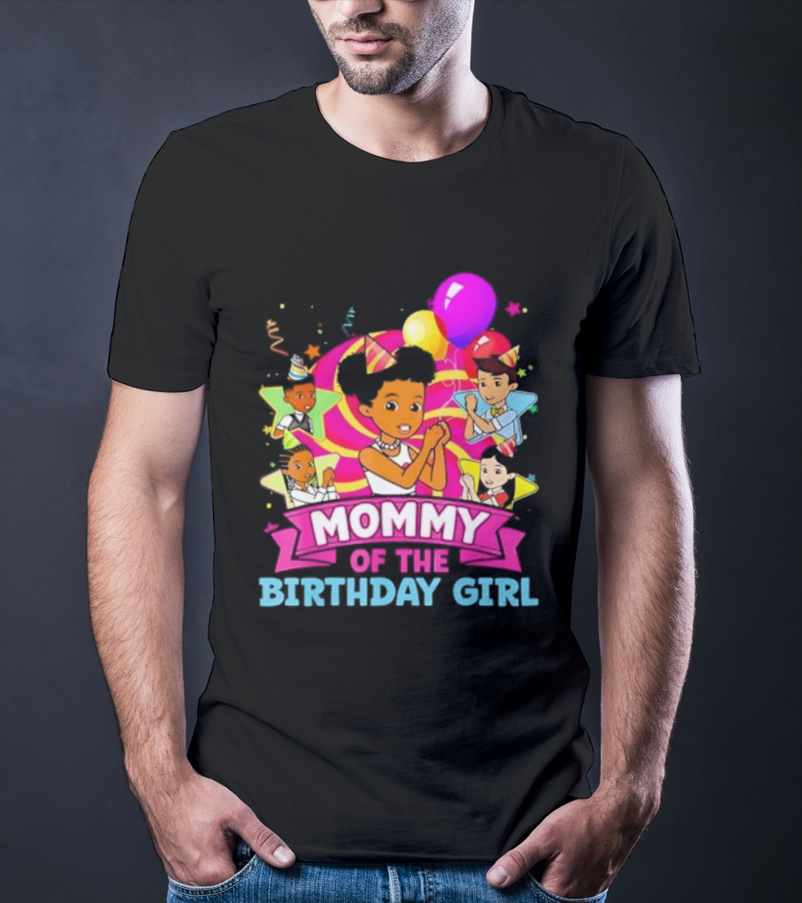 Mommy Of The Birthday Girl Pink Balloons Celebration Family Party T-Shirt