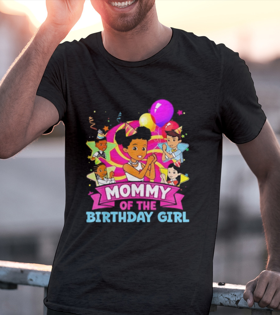 Mommy Of The Birthday Girl Pink Balloons Celebration Family Party T-Shirt