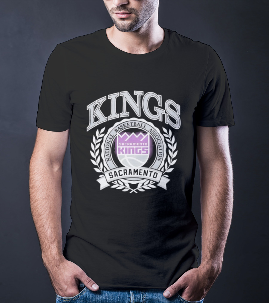 Sacramento Kings NBA Team Logo Laurel Wreath Emblem T-Shirt