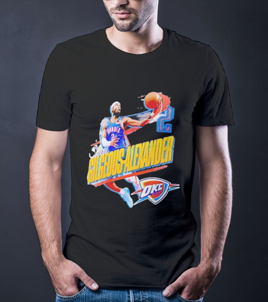 Shai Gilgeous-Alexander Oklahoma City Thunder 2025 Basketball Action OKC T-Shirt