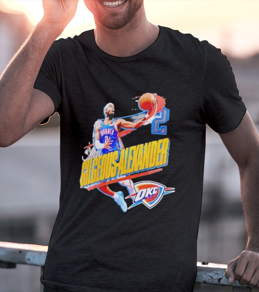 Shai Gilgeous-Alexander Oklahoma City Thunder 2025 Basketball Action OKC T-Shirt