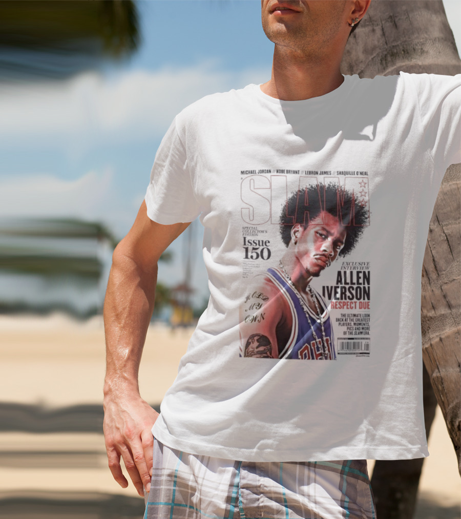 SLAM Magazine Allen Iverson Philadelphia 76ers Respect Due Issue 150 Retro Basketball Legend T-Shirt