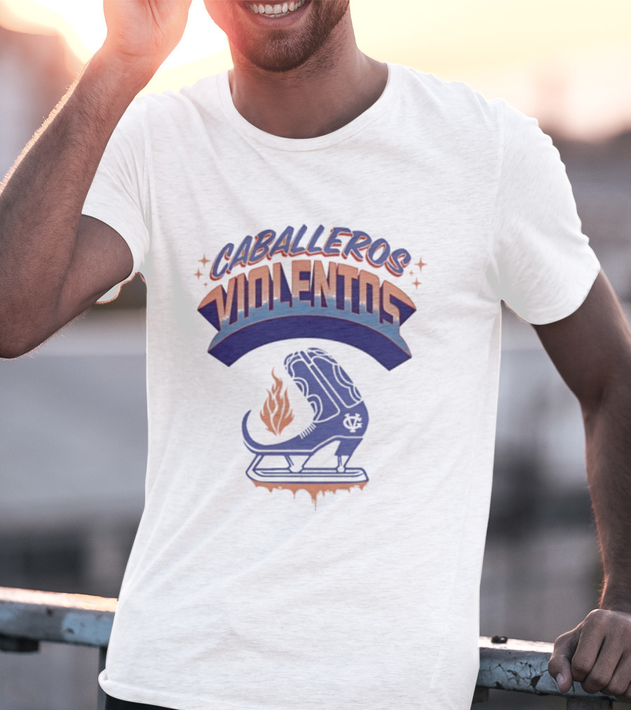 Caballeros Violentos Violent Gentlemen Flaming Hockey Skate T-Shirt