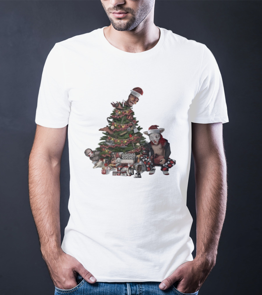 Horror Christmas Tree Zombie Santa Creepy Festive Creature T-Shirt