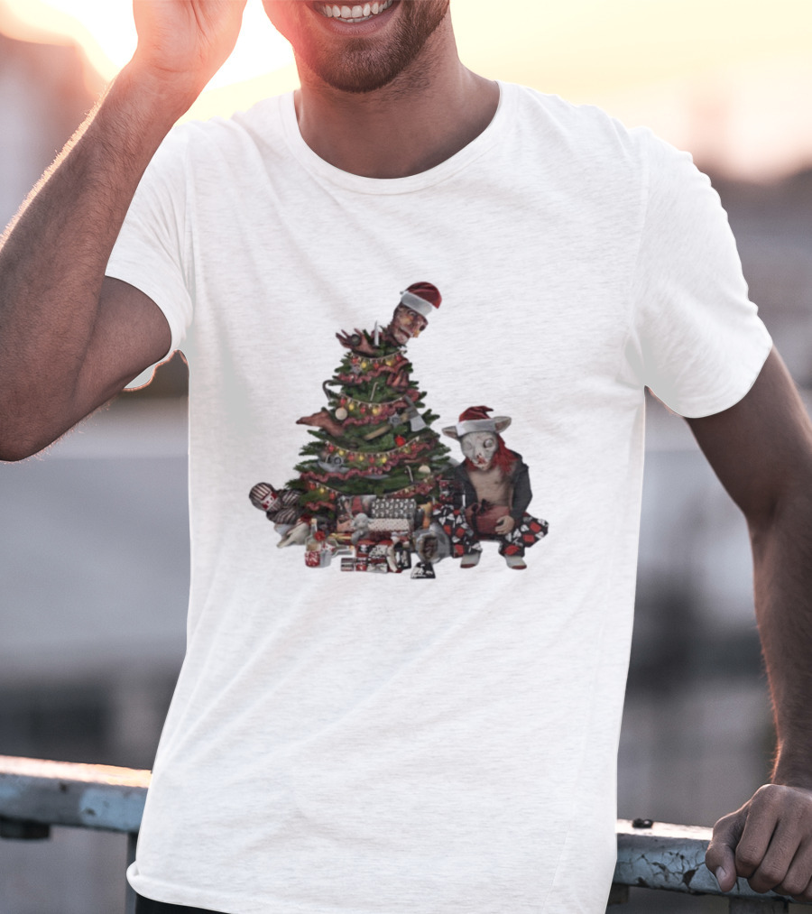 Horror Christmas Tree Zombie Santa Creepy Festive Creature T-Shirt