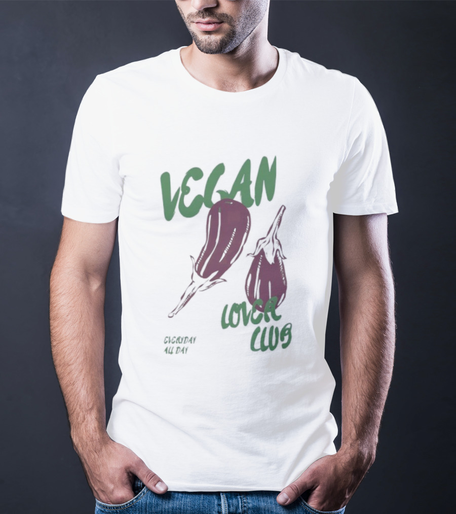 Vegan Love Club Everyday All Day Eggplant Illustration T-Shirt