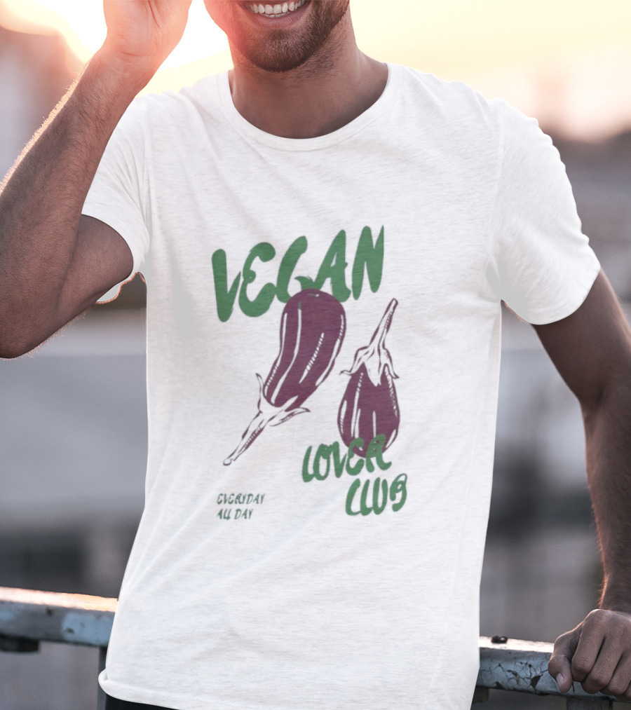 Vegan Love Club Everyday All Day Eggplant Illustration T-Shirt