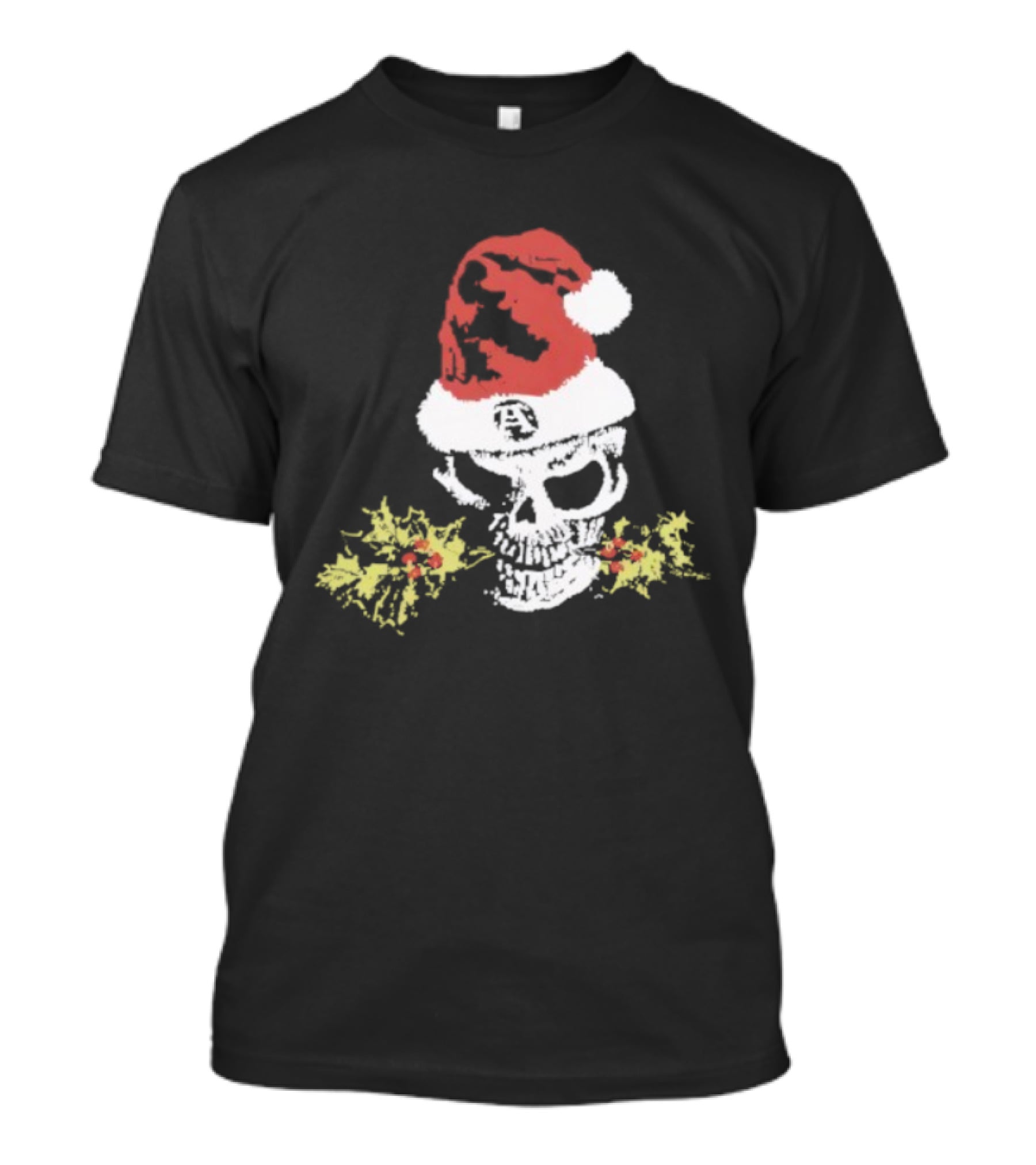 Alchemist Christmas Skull Santa Hat Holly Wreath T-Shirt
