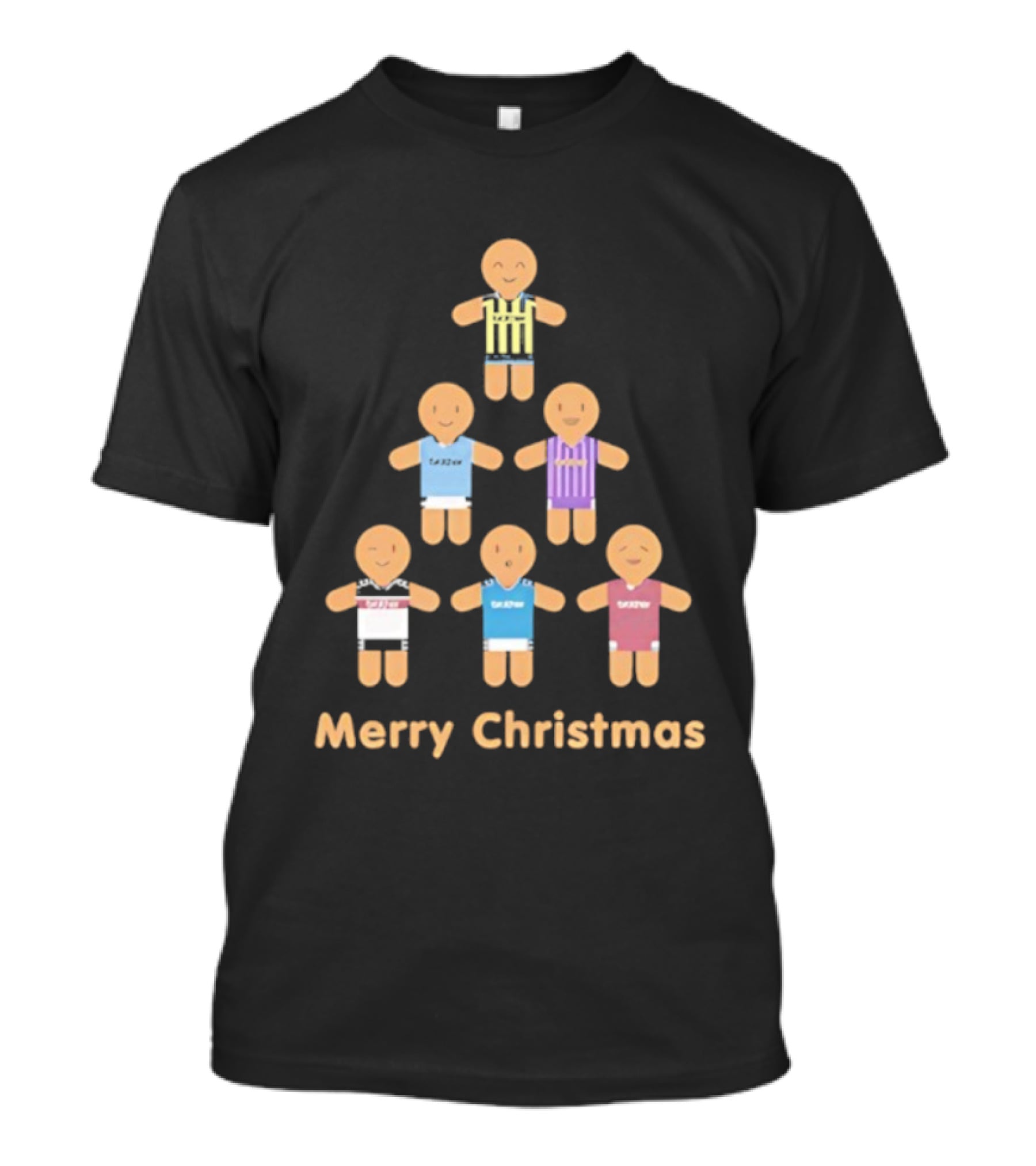 Gingerbread Soccer Players Merry Christmas Holiday Sports Theme T-Shirt
