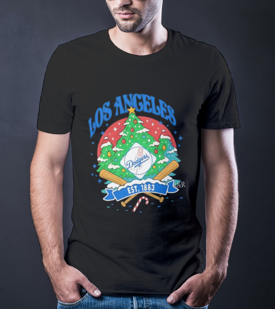 Los Angeles Dodgers Christmas Tree Est 1883 Dodgers T-Shirt