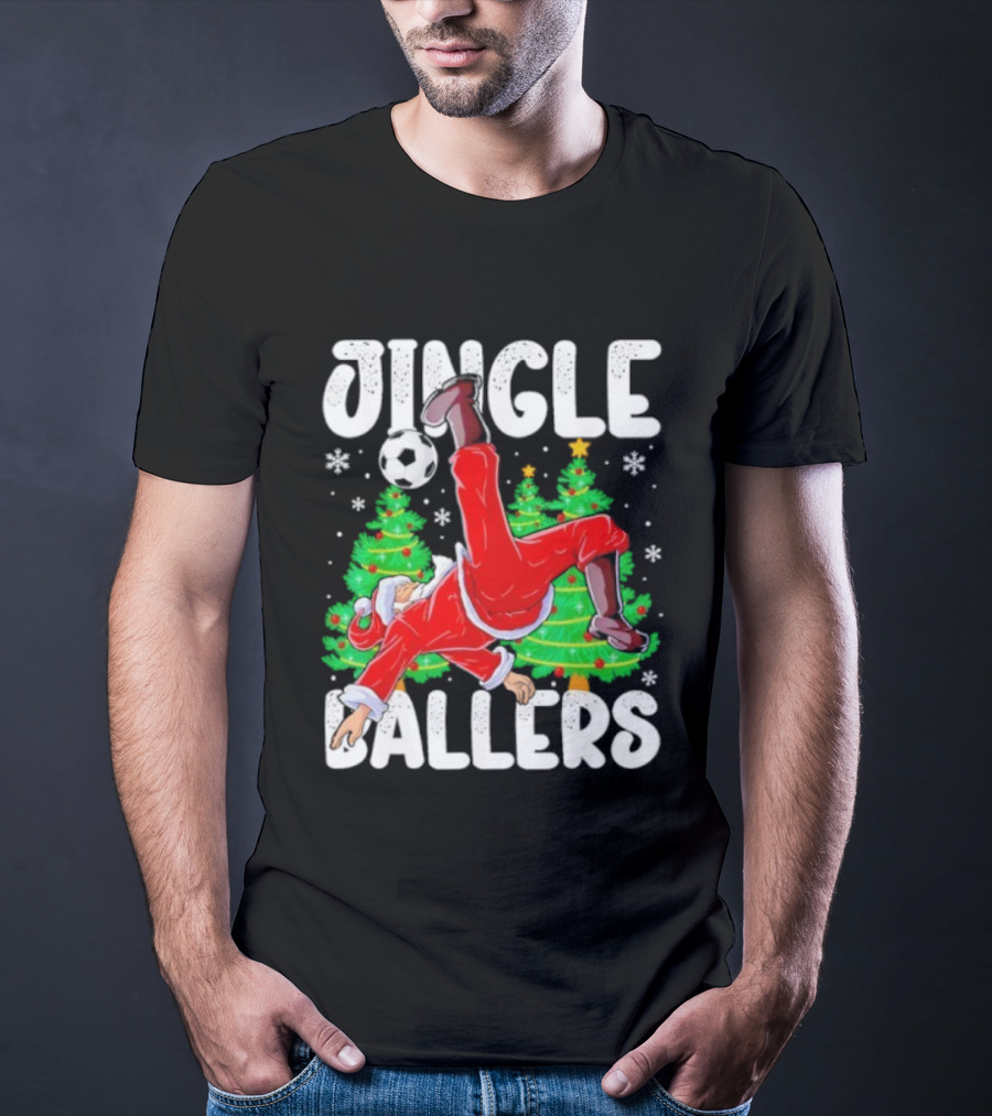 Jingle Ballers Santa Football Christmas Soccer Tree T-Shirt