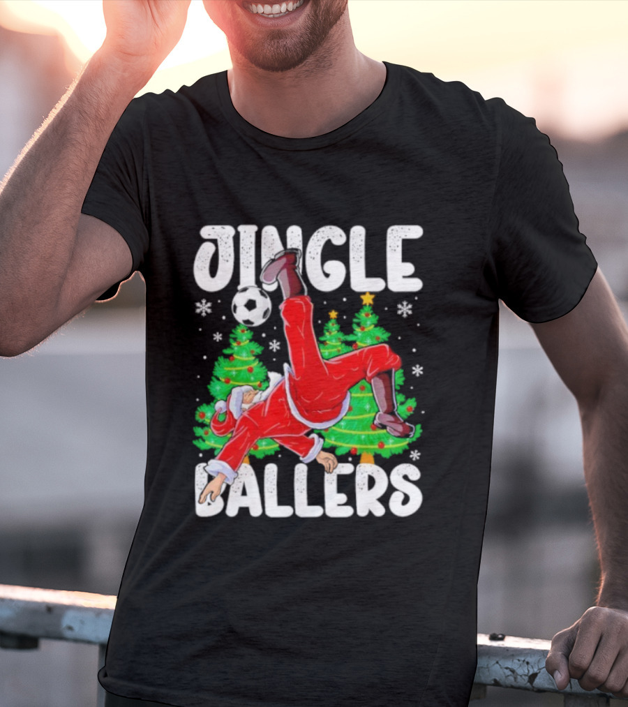 Jingle Ballers Santa Football Christmas Soccer Tree T-Shirt
