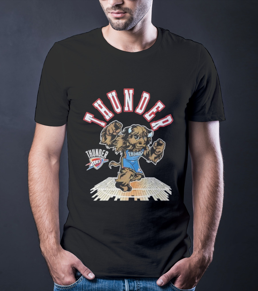 THUNDER Oklahoma City OKC Basketball Mascot T-Shirt