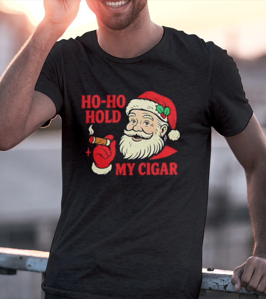 Santa Ho Ho Hold My Cigar Christmas T-Shirt