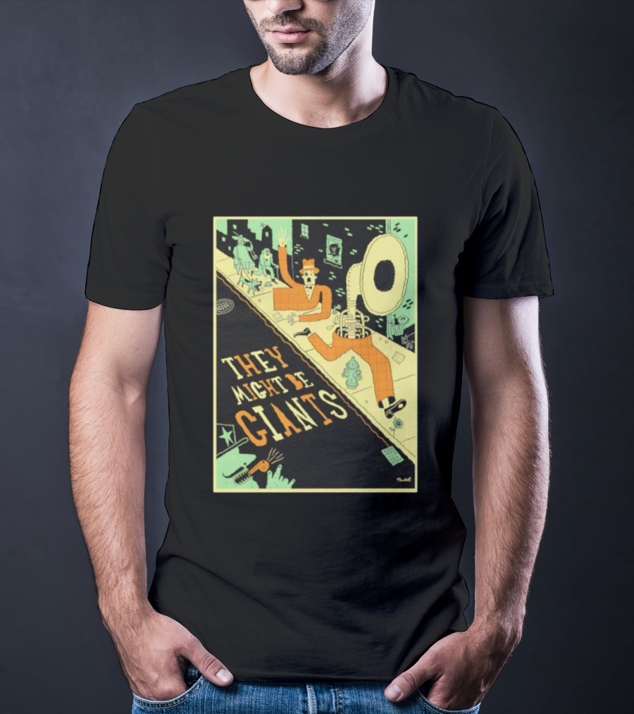They Might Be Giants Comic Style Tuba Man Illustration T-Shirt