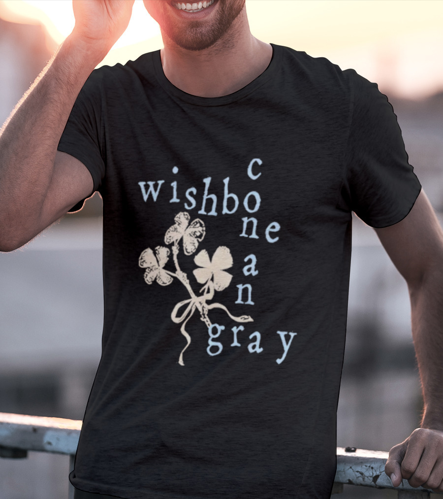 Wishbone Conan Gray Four-Leaf Clover Ribbon T-Shirt