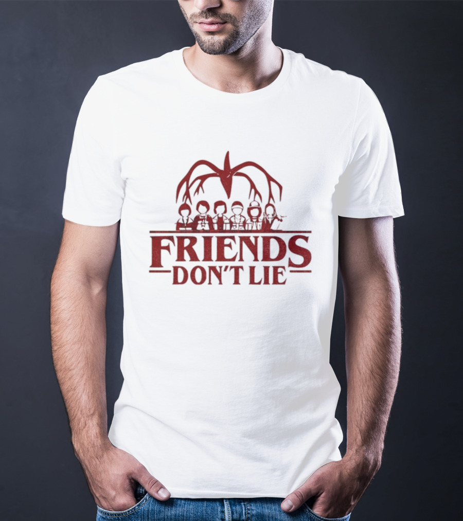 Stranger Things Friends Don’t Lie Upside Down 2025 Demogorgon Cast Silhouette T-Shirt