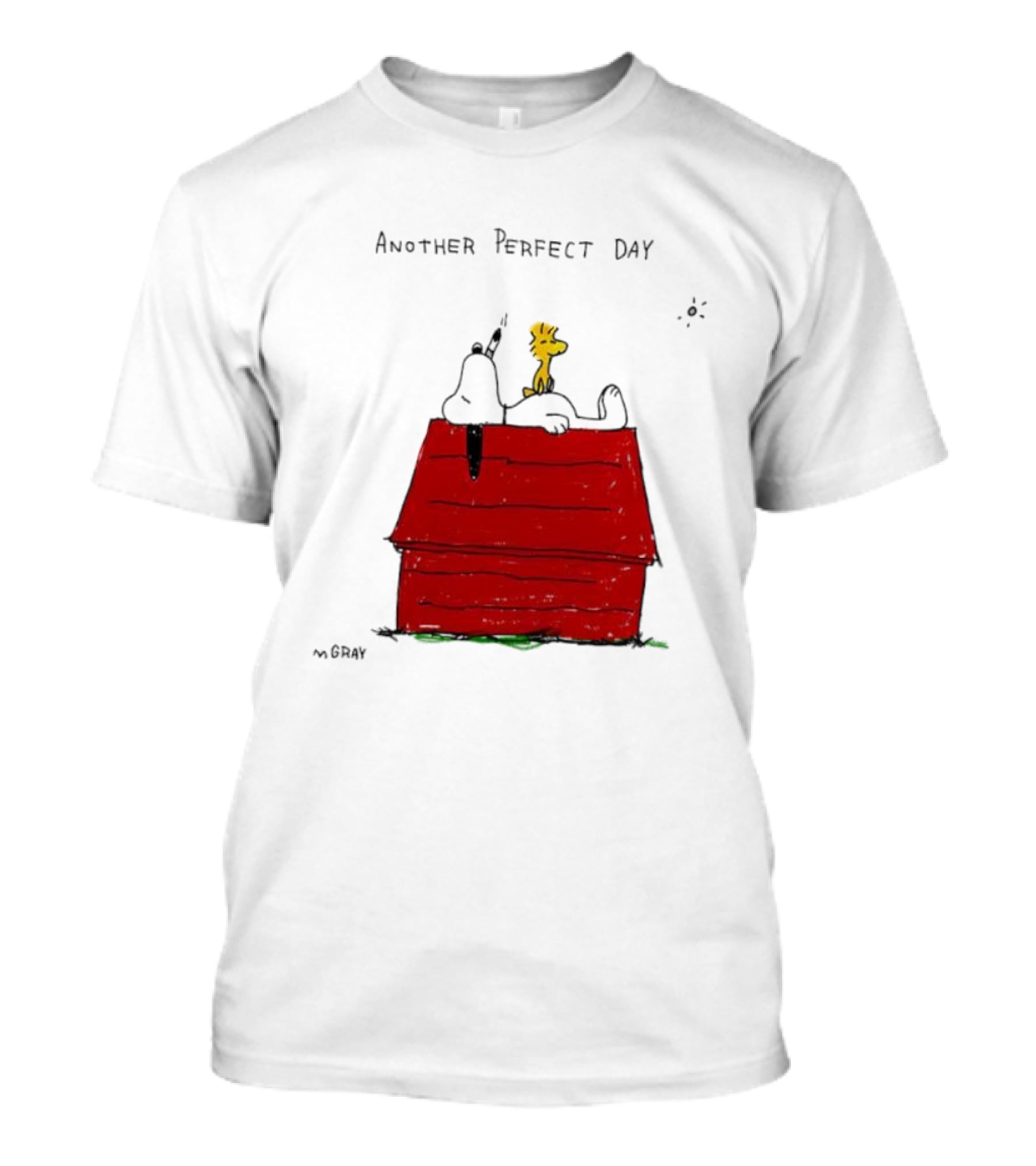 Snoopy And Woodstock Relaxing On Doghouse Perfect Day T-Shirt