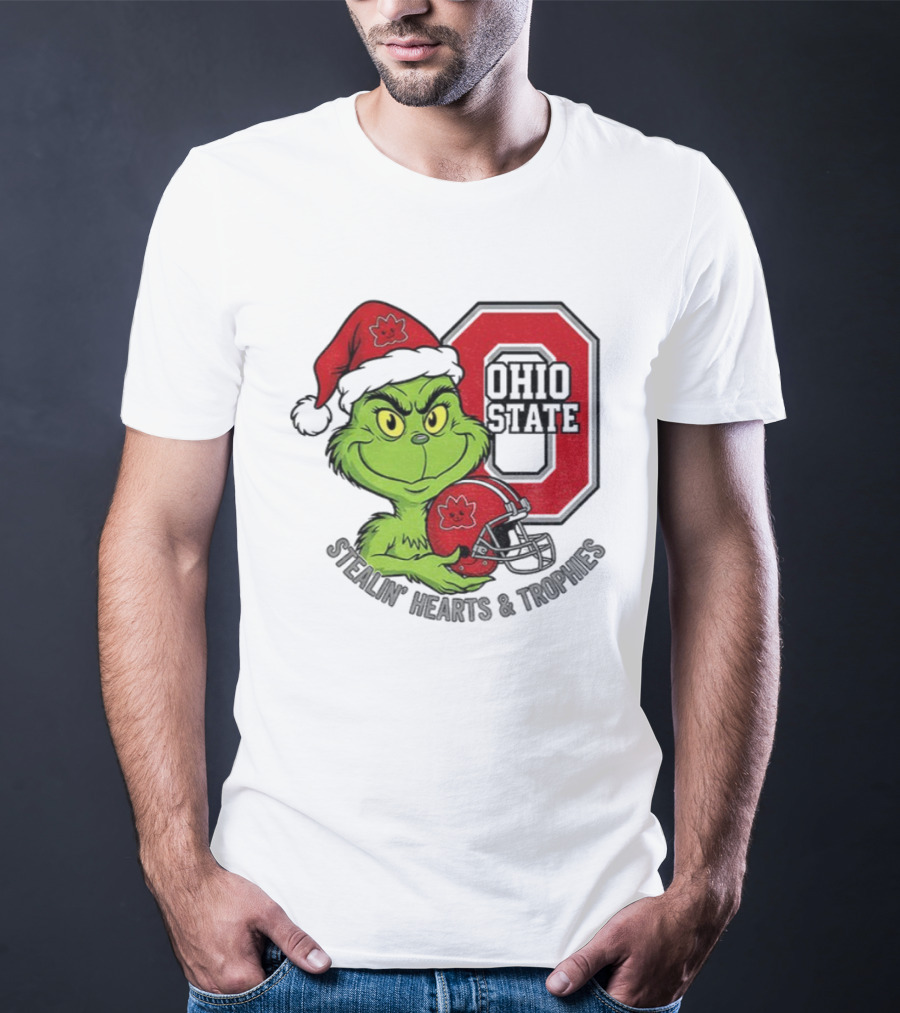 Ohio State Christmas Grinch Stealin’ Hearts Trophies T-Shirt