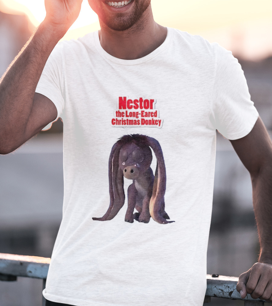 Nestor The Long Eared Christmas Donkey Character Illustration T-Shirt