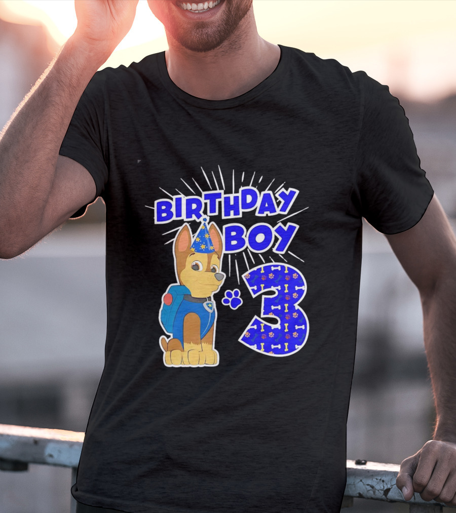 Birthday Boy Cute Police Pup Dog 3rd Party Theme T-Shirt