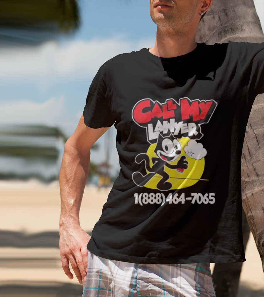 Call My Lawyer Felix The Cat Spray Paint Retro Style T-Shirt
