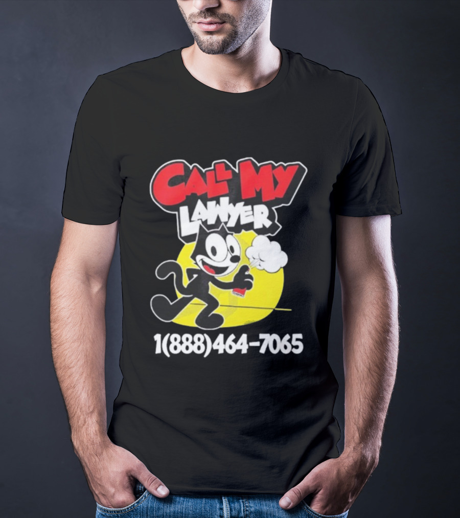 Call My Lawyer Felix The Cat Spray Paint Retro Style T-Shirt