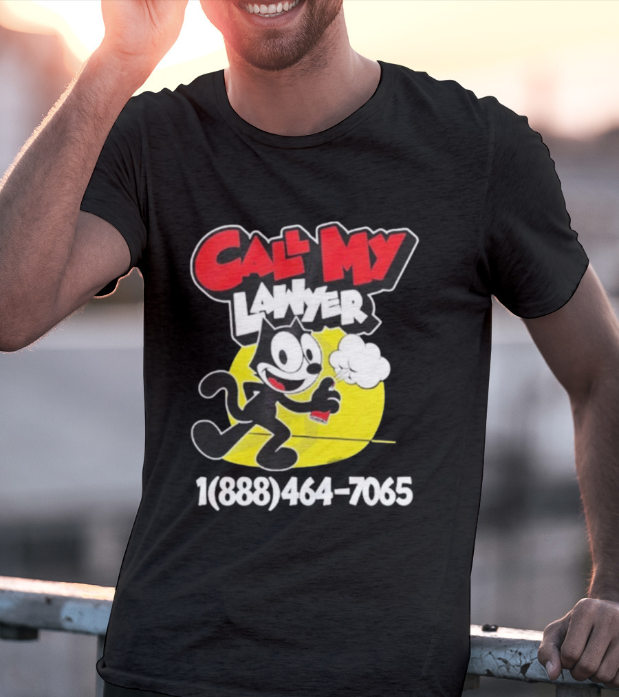 Call My Lawyer Felix The Cat Spray Paint Retro Style T-Shirt