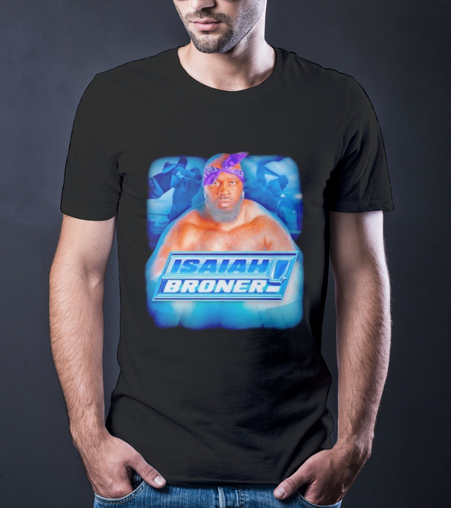 Isaiah Broner Iconic Blue Bandana Style Power Pose T-Shirt