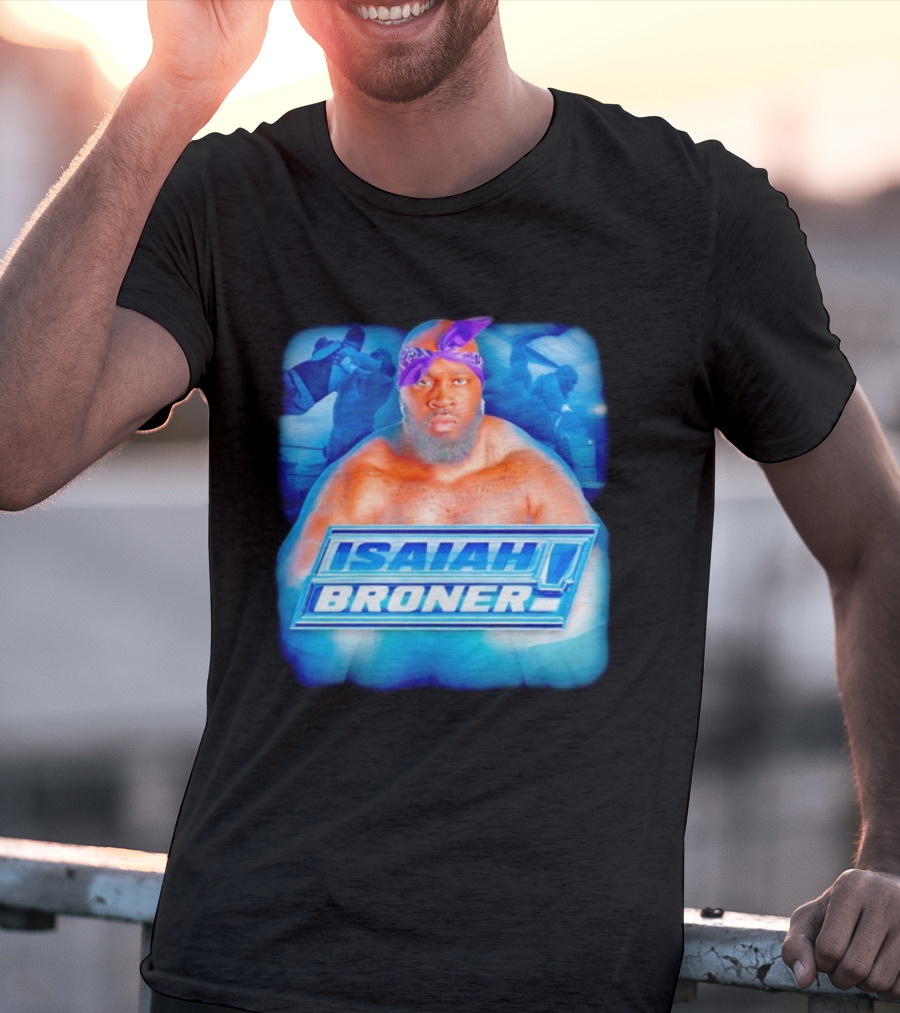 Isaiah Broner Iconic Blue Bandana Style Power Pose T-Shirt