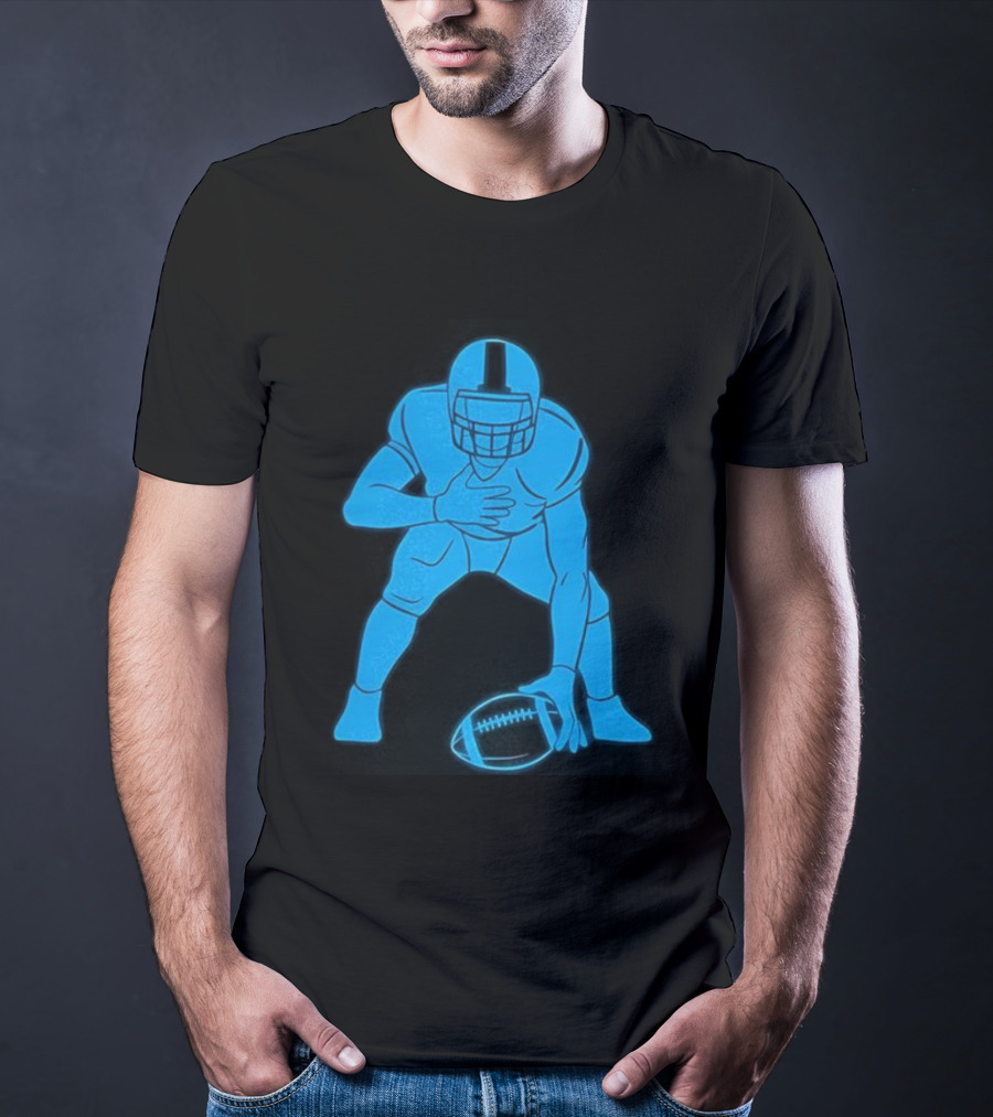 Matthew Stafford Football Neon Glow Blue T-Shirt