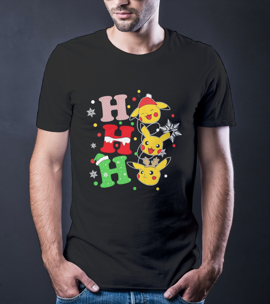 Pikachu Ho Ho Ho Christmas Festive Holiday Pokémon Celebration T-Shirt