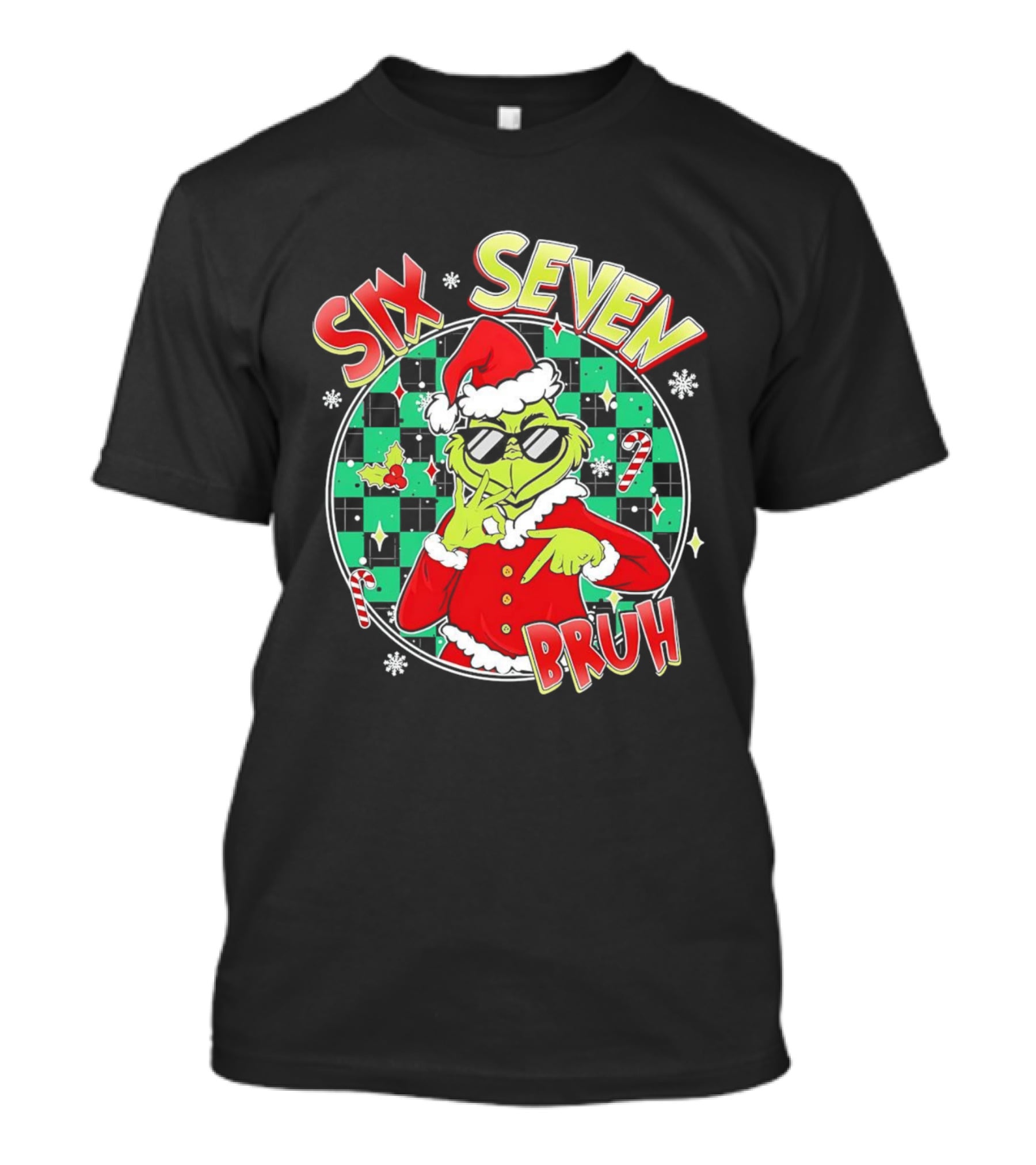 Six Seven Grinch Christmas Bruh Meme Holiday T-Shirt