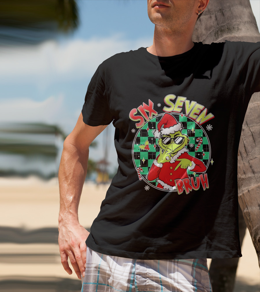 Six Seven Grinch Christmas Bruh Meme Holiday T-Shirt