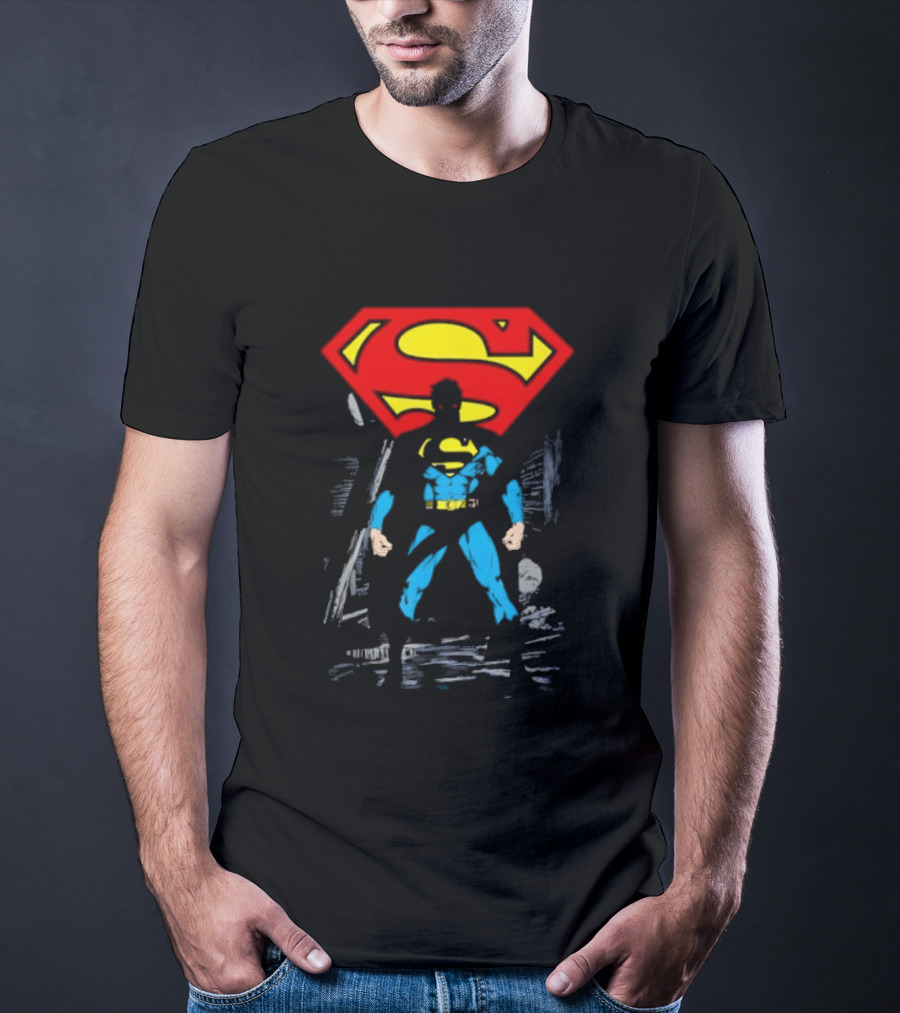 Superman Emblem Dark Alley Scene Heroic Mystery T-Shirt