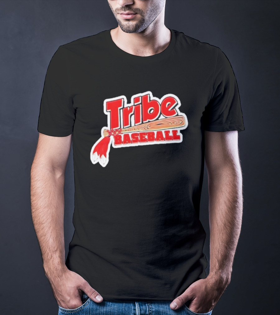 Tribe Baseball Bat Red Feather Bold Style T-Shirt