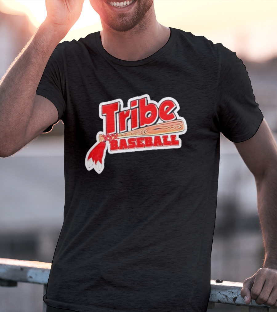 Tribe Baseball Bat Red Feather Bold Style T-Shirt
