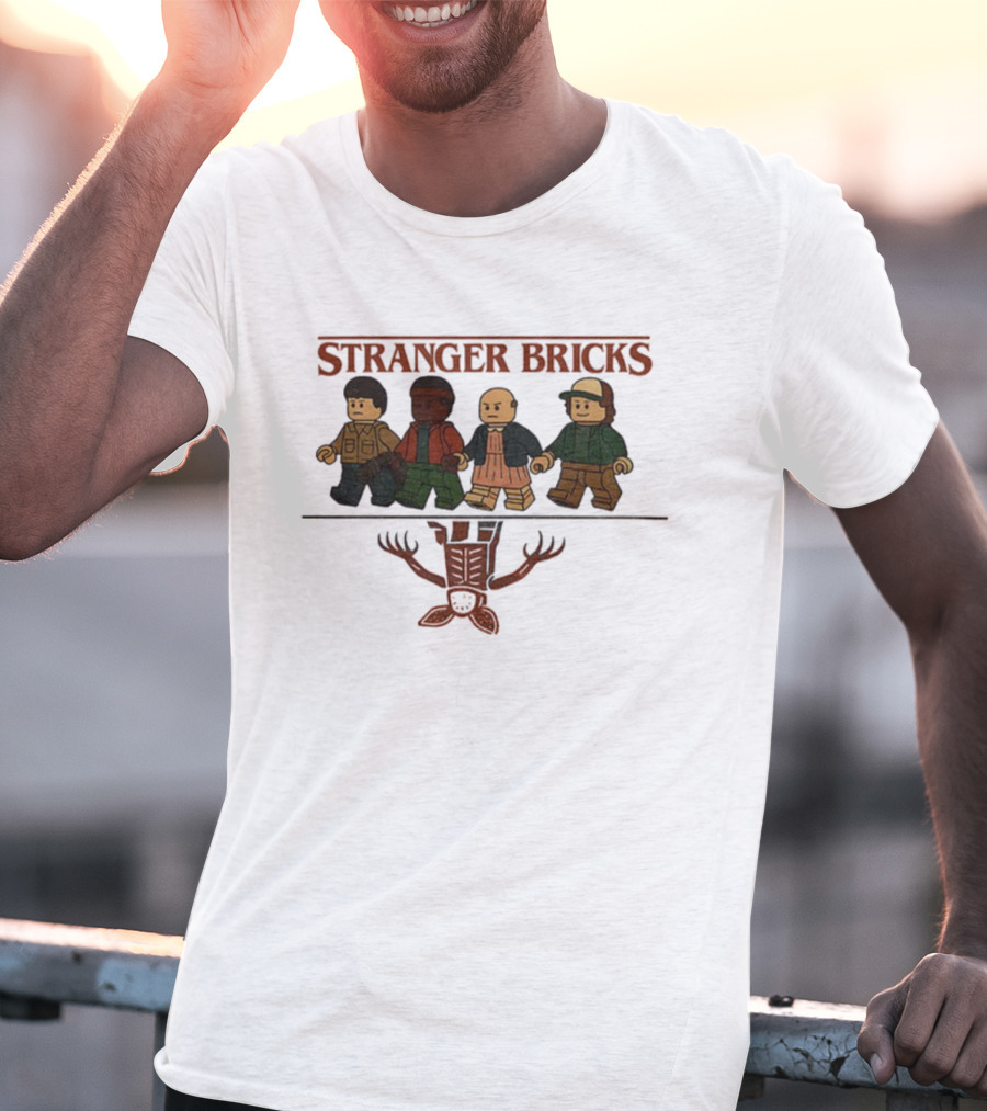 Stranger Bricks Upside Down Lego Characters Stranger Things Demogorgon T-Shirt