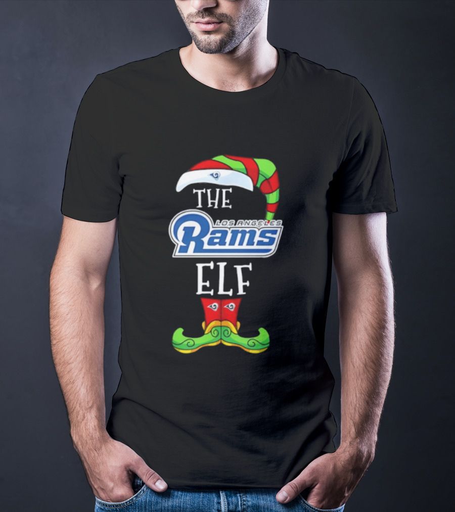 THE RAMS ELF Christmas Hat And Mustache T-Shirt