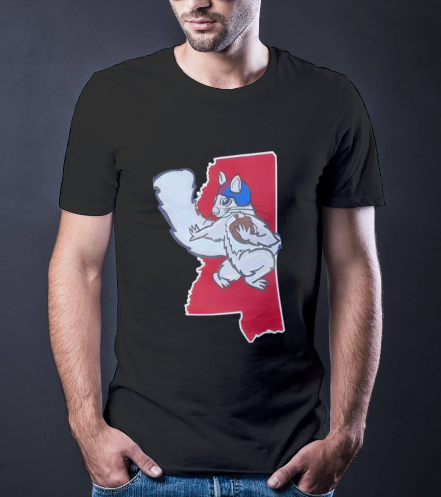 Ole Squirrel Football Play Strategy Mississippi Map T-Shirt