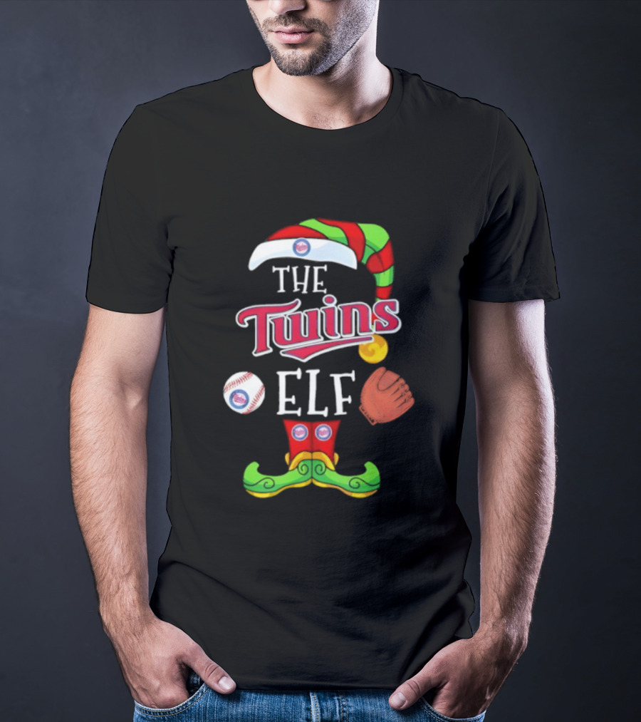 The Twins ELF Holiday Baseball Theme Hat And Glove T-Shirt