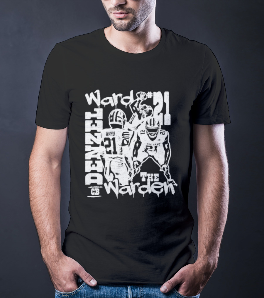 Denzel Ward 21 The Warden Graffiti Collage T-Shirt