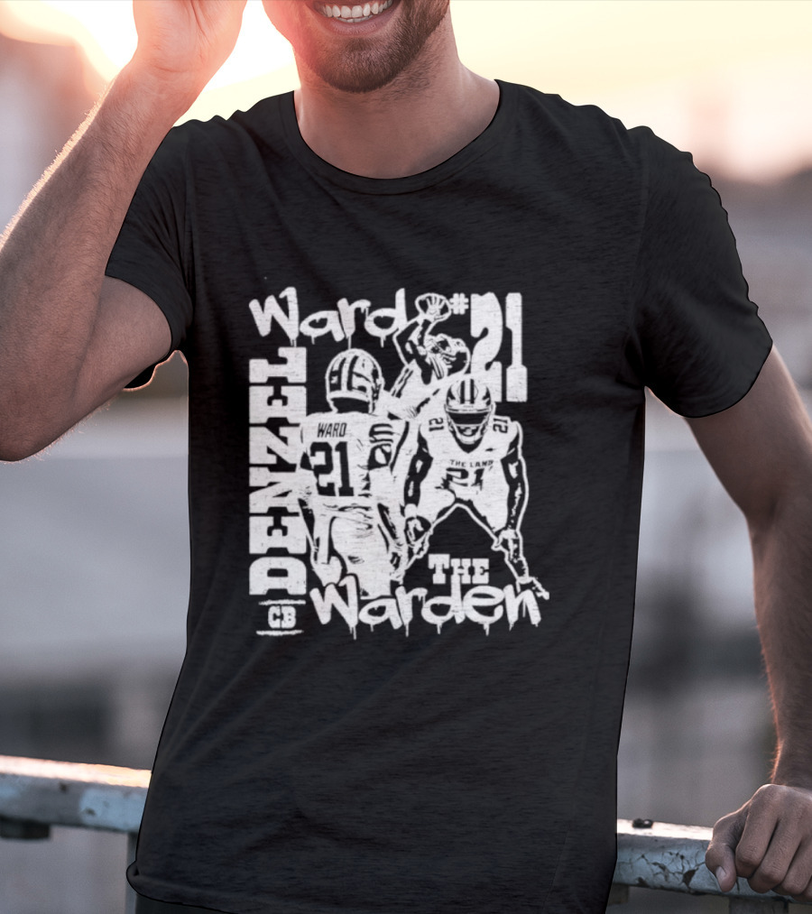 Denzel Ward 21 The Warden Graffiti Collage T-Shirt