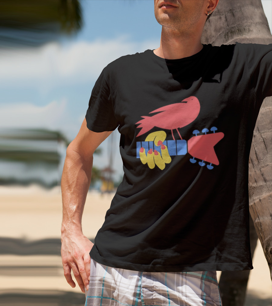 Woodstock Bird Holding Guitar Iconic Symbol T-Shirt
